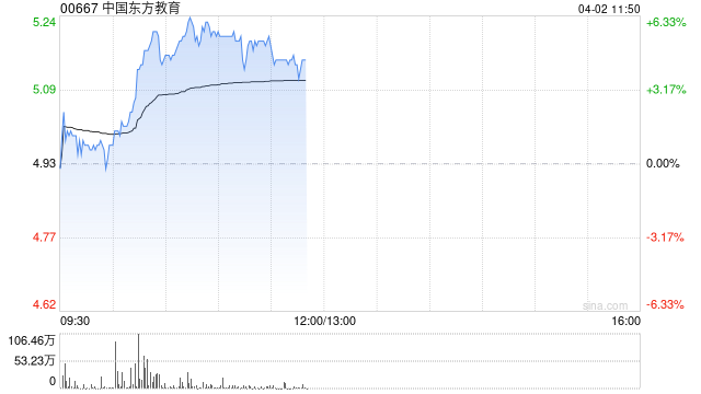 中国东方教育盘中涨超5% 东北证券首予“增持”评级