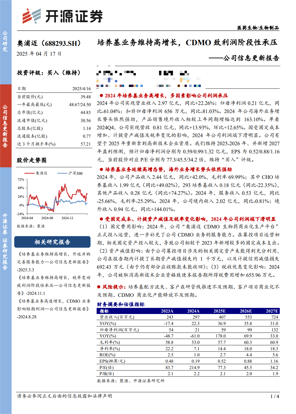 调研汇总：中欧、天弘、嘉实基金等139家明星机构调研奥浦迈！