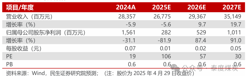 【民生能源】永泰能源2024年年报与2025年一季报点评：电力业务稳健运行，继续回购回报投资者
